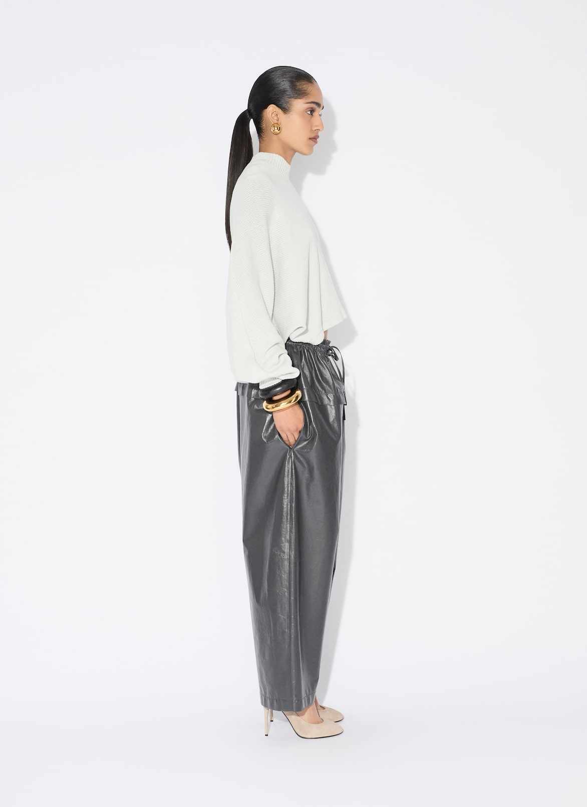 PEPLUM PANTS ALAÏA ANTHRACITE PEPLUM PANTS